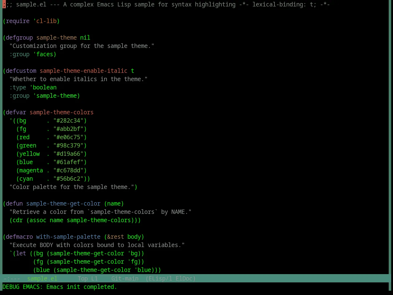 Base16 Digital Rain Theme in emacs-lisp-mode