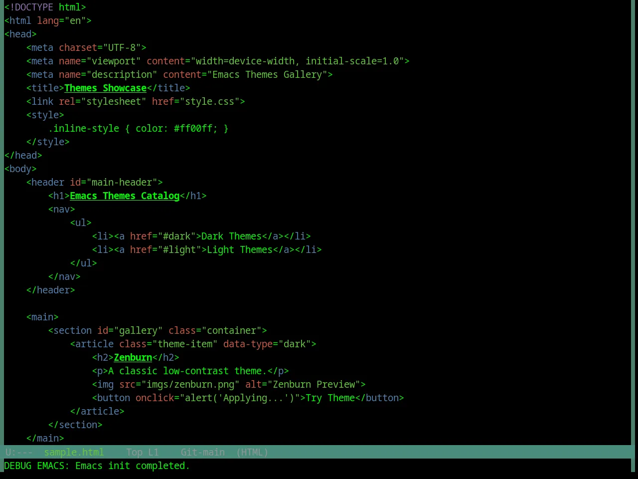 Base16 Digital Rain Theme in html-mode