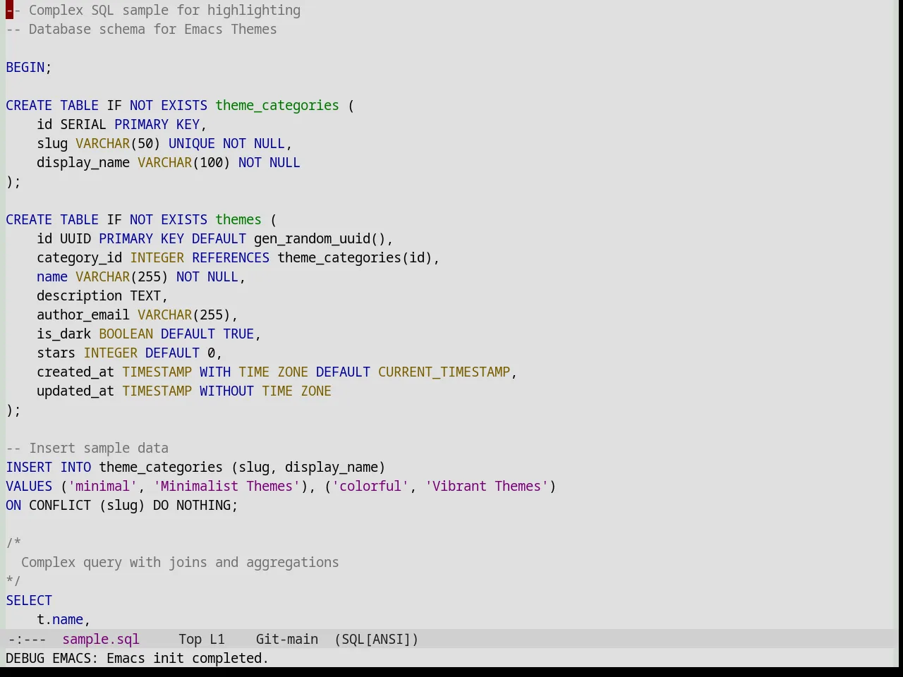 Base16 Dirtysea Theme in sql-mode