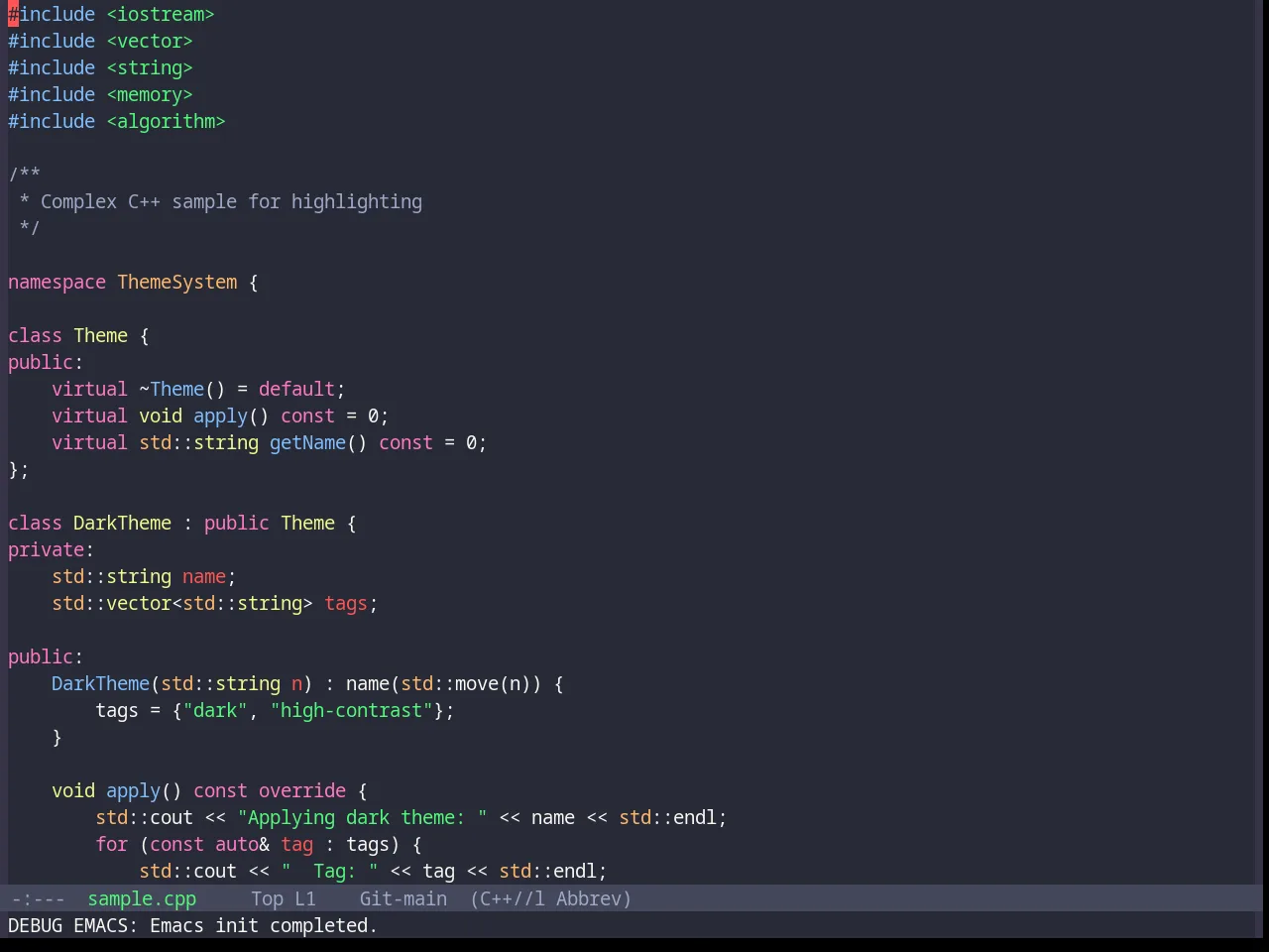 Base16 Dracula Theme in c++-mode