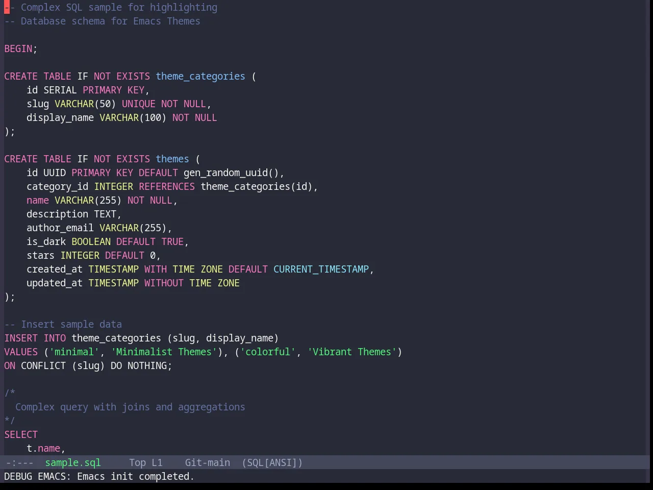 Base16 Dracula Theme in sql-mode