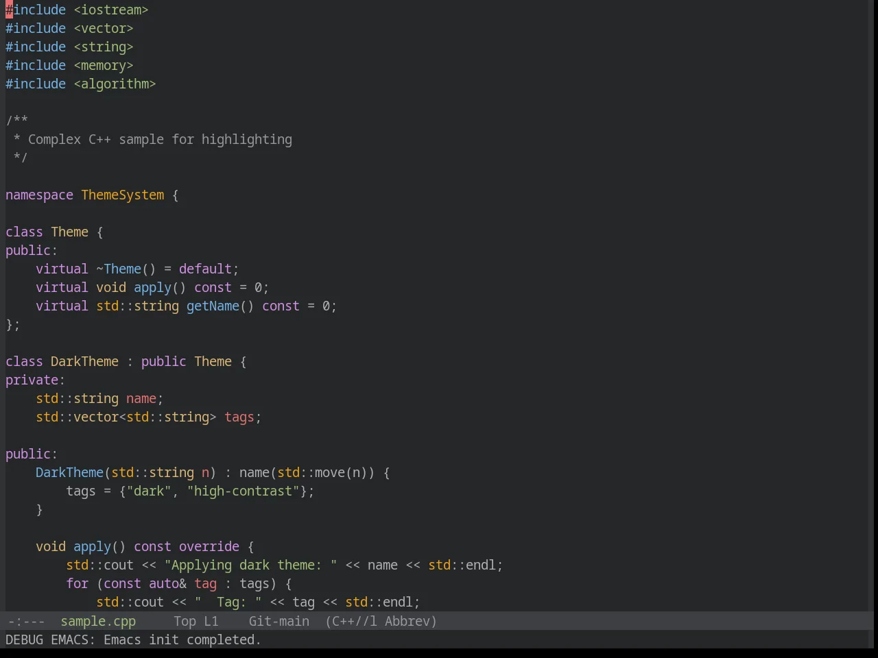 Base16 Edge Dark Theme in c++-mode