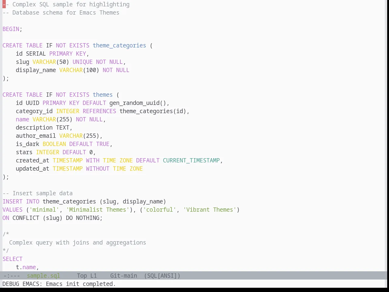 Base16 Edge Light Theme in sql-mode