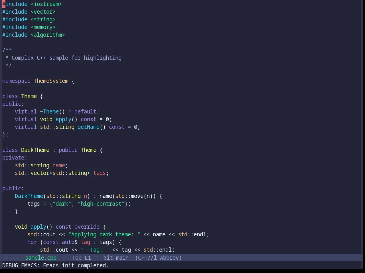 Base16 Eldritch Theme in c++-mode