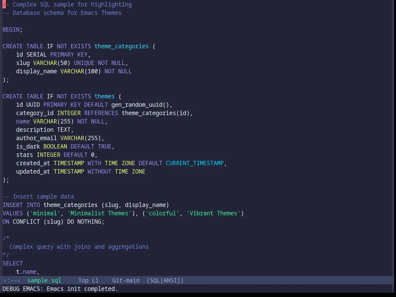 Base16 Eldritch Theme in sql-mode