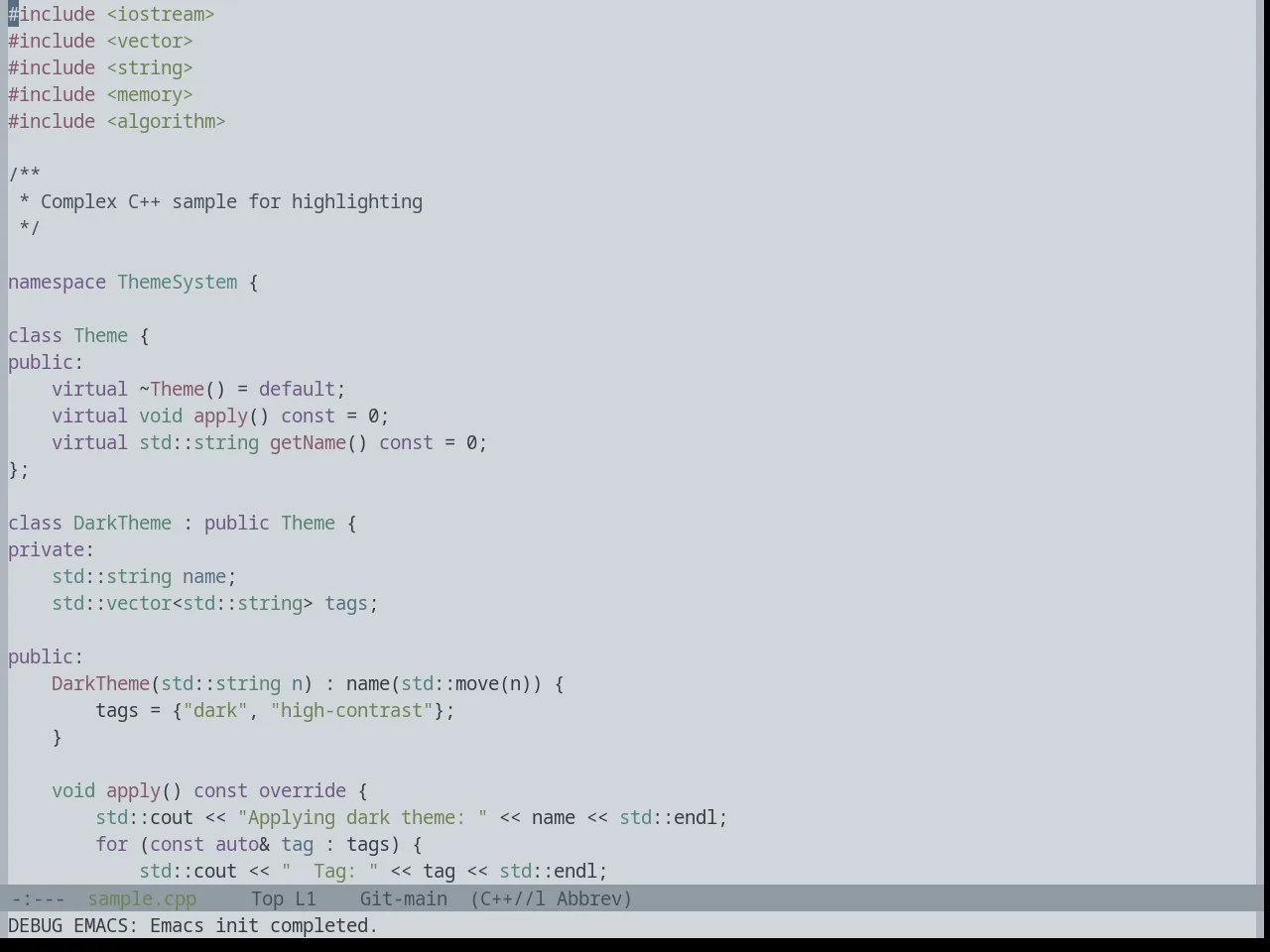 Base16 Embers Light Theme in c++-mode