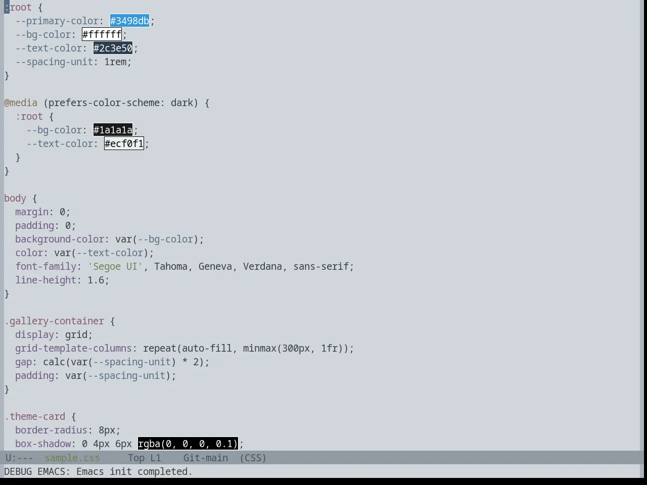 Base16 Embers Light Theme in css-mode