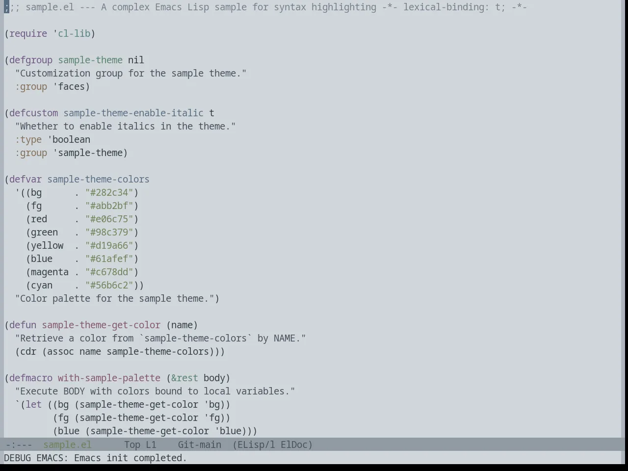 Base16 Embers Light Theme in emacs-lisp-mode