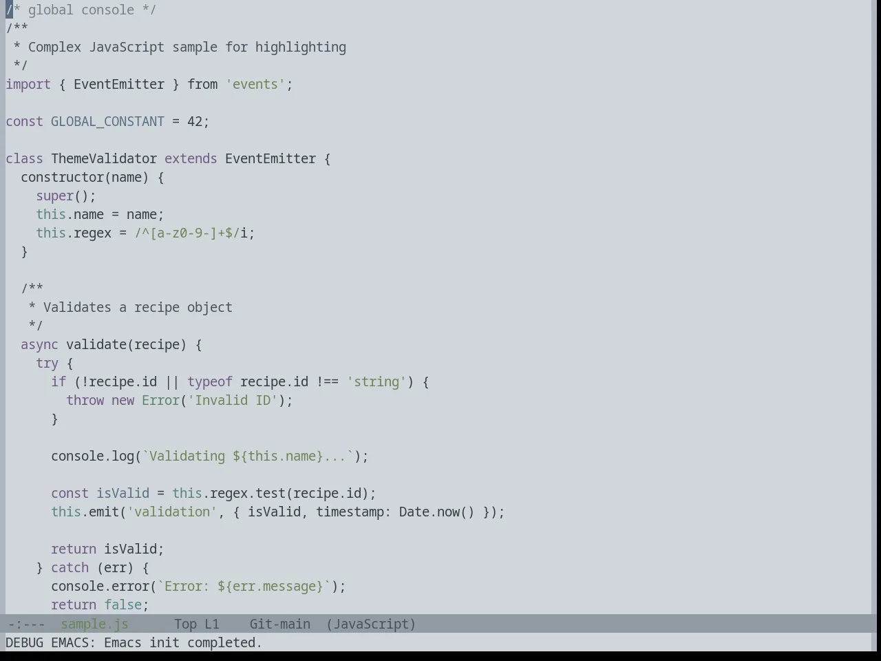 Base16 Embers Light Theme in javascript-mode