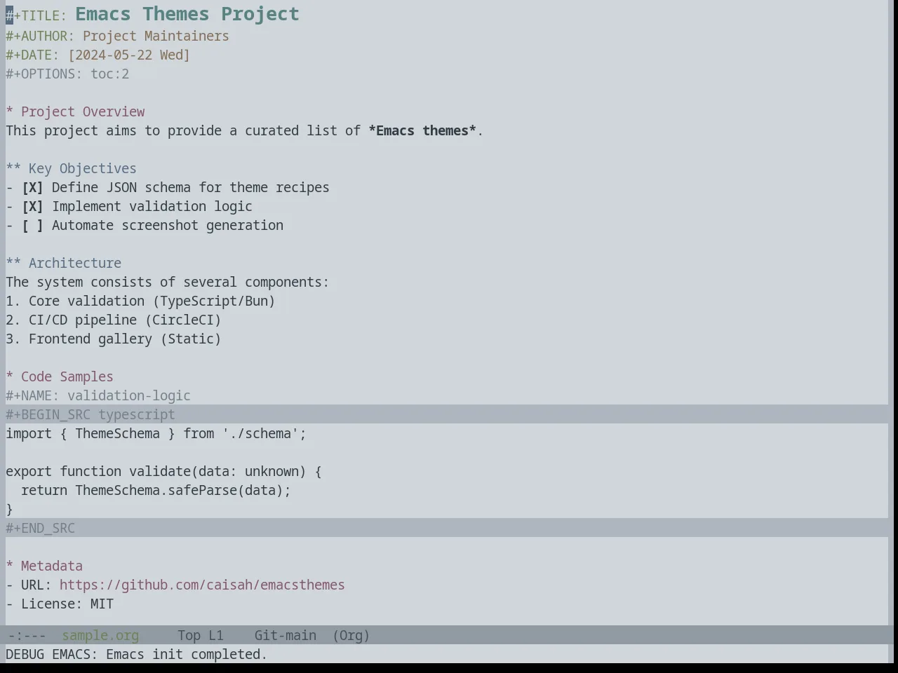 Base16 Embers Light Theme in org-mode
