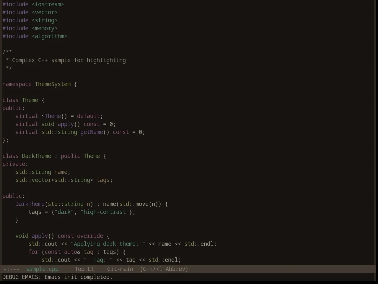 Base16 Embers Theme in c++-mode