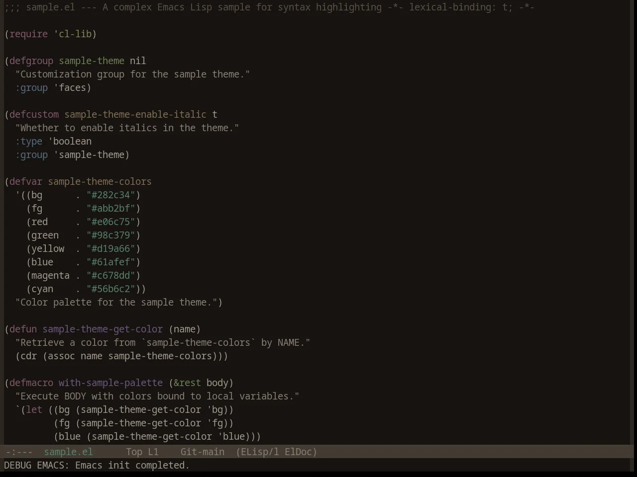 Base16 Embers Theme in emacs-lisp-mode