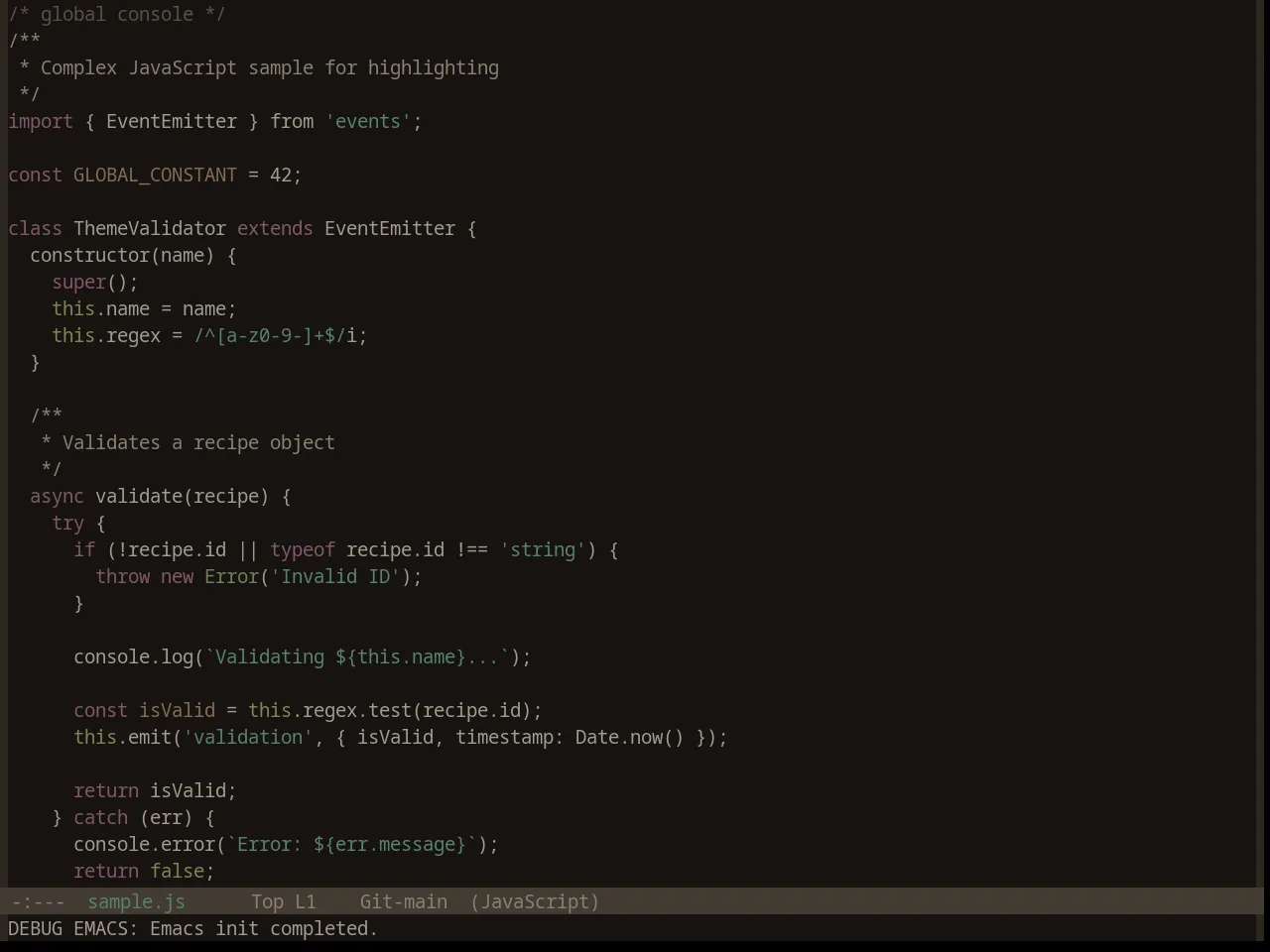 Base16 Embers Theme in javascript-mode