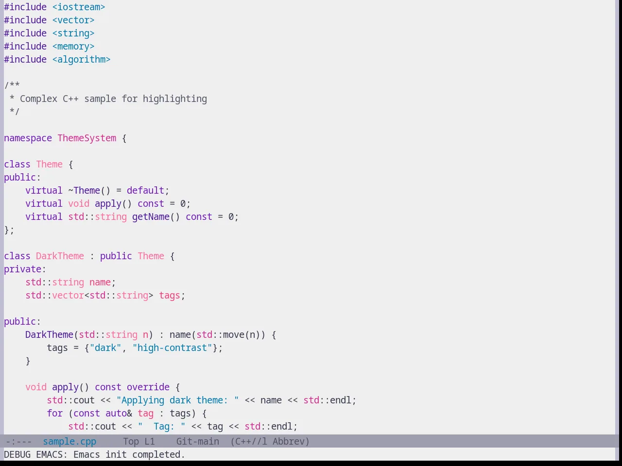 Base16 Emil Theme in c++-mode