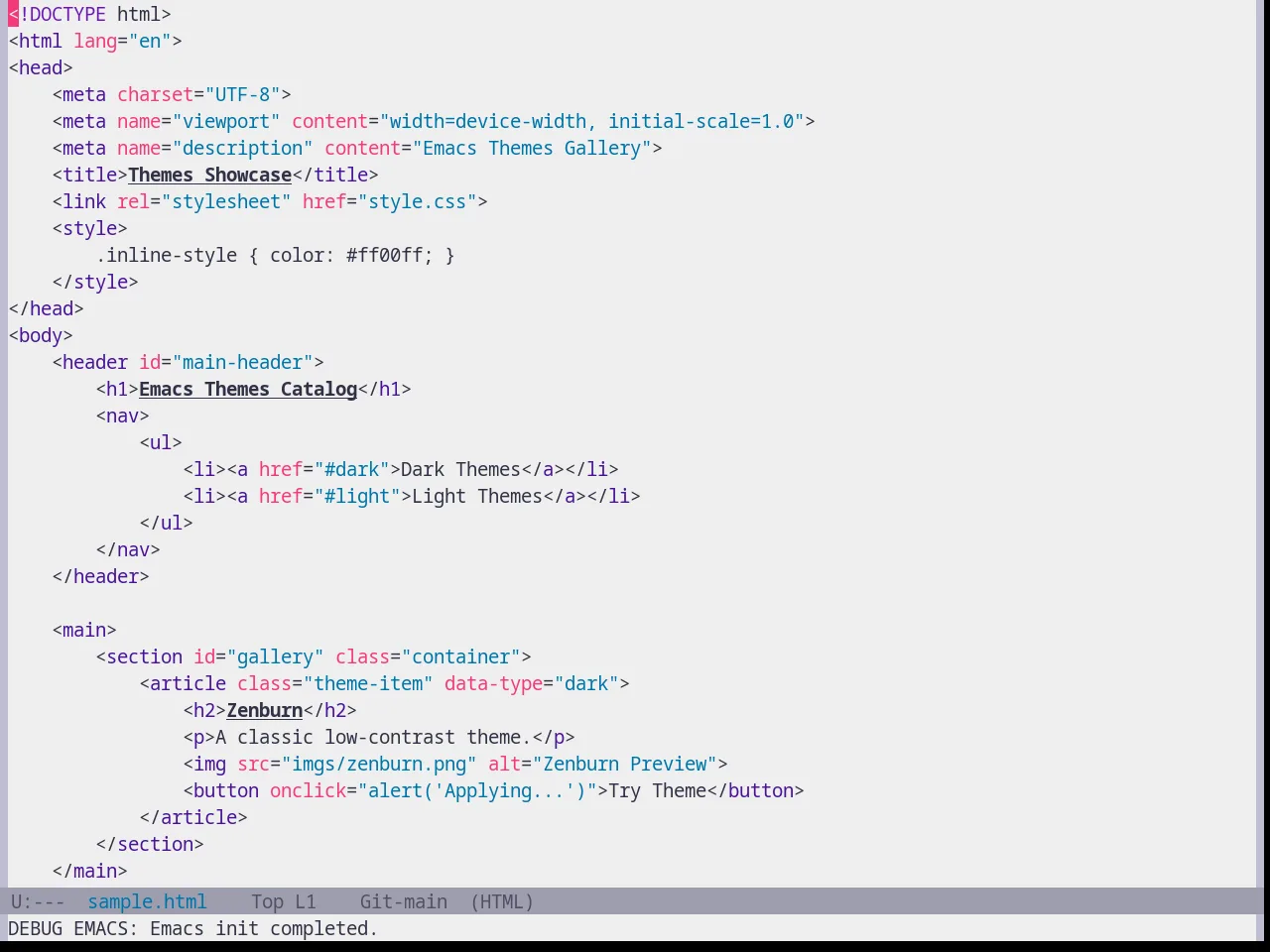 Base16 Emil Theme in html-mode