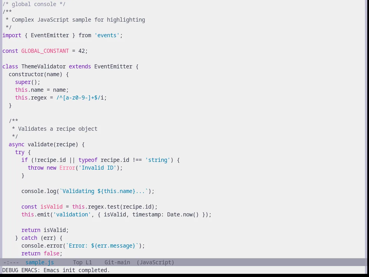 Base16 Emil Theme in javascript-mode
