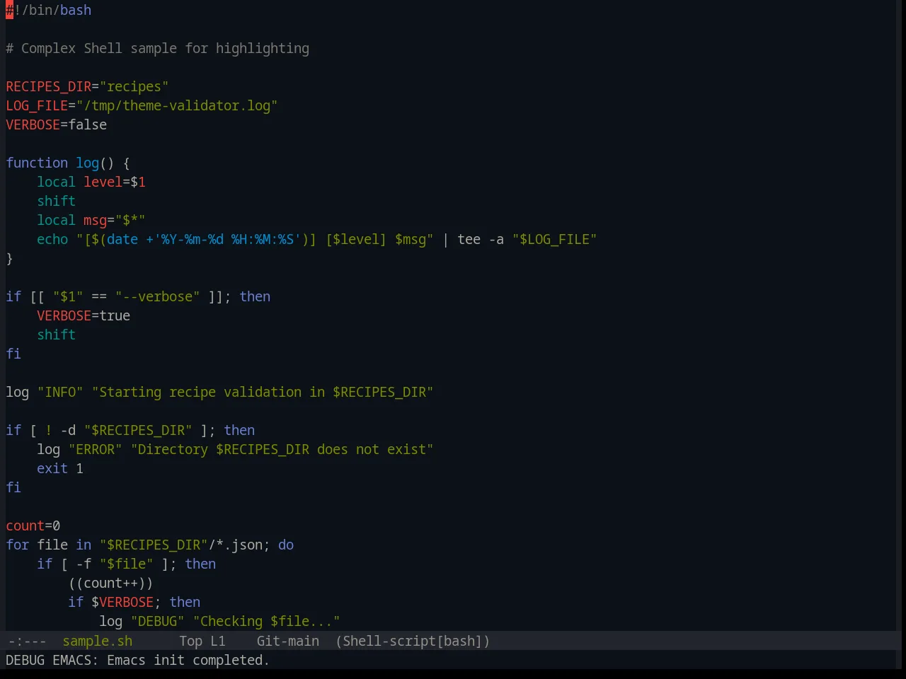 Base16 Equilibrium Dark Theme in sh-mode