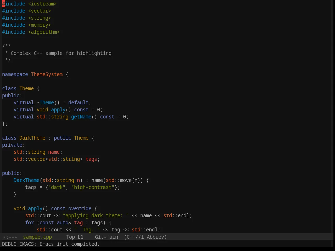 Base16 Equilibrium Gray Dark Theme in c++-mode