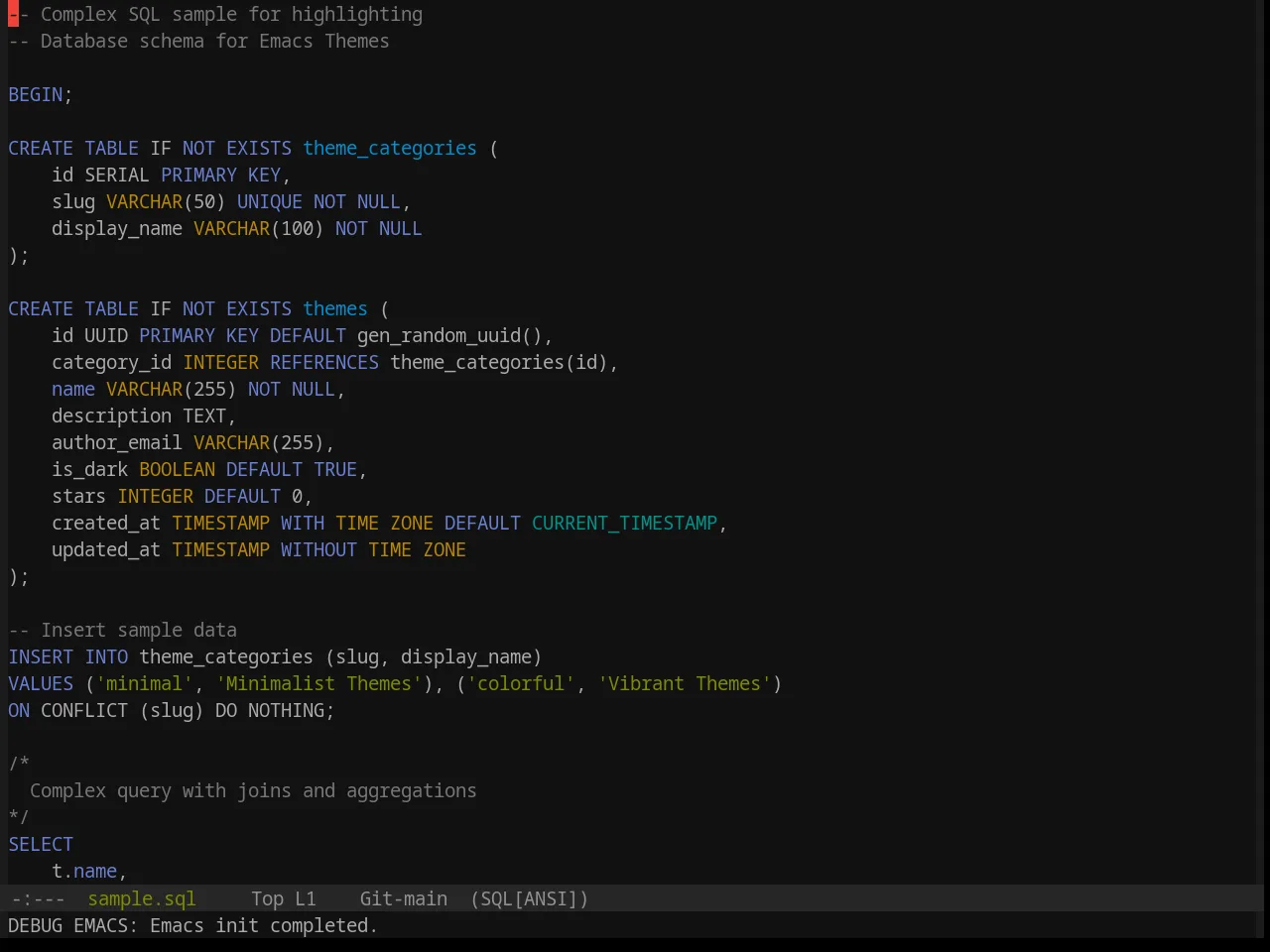 Base16 Equilibrium Gray Dark Theme in sql-mode