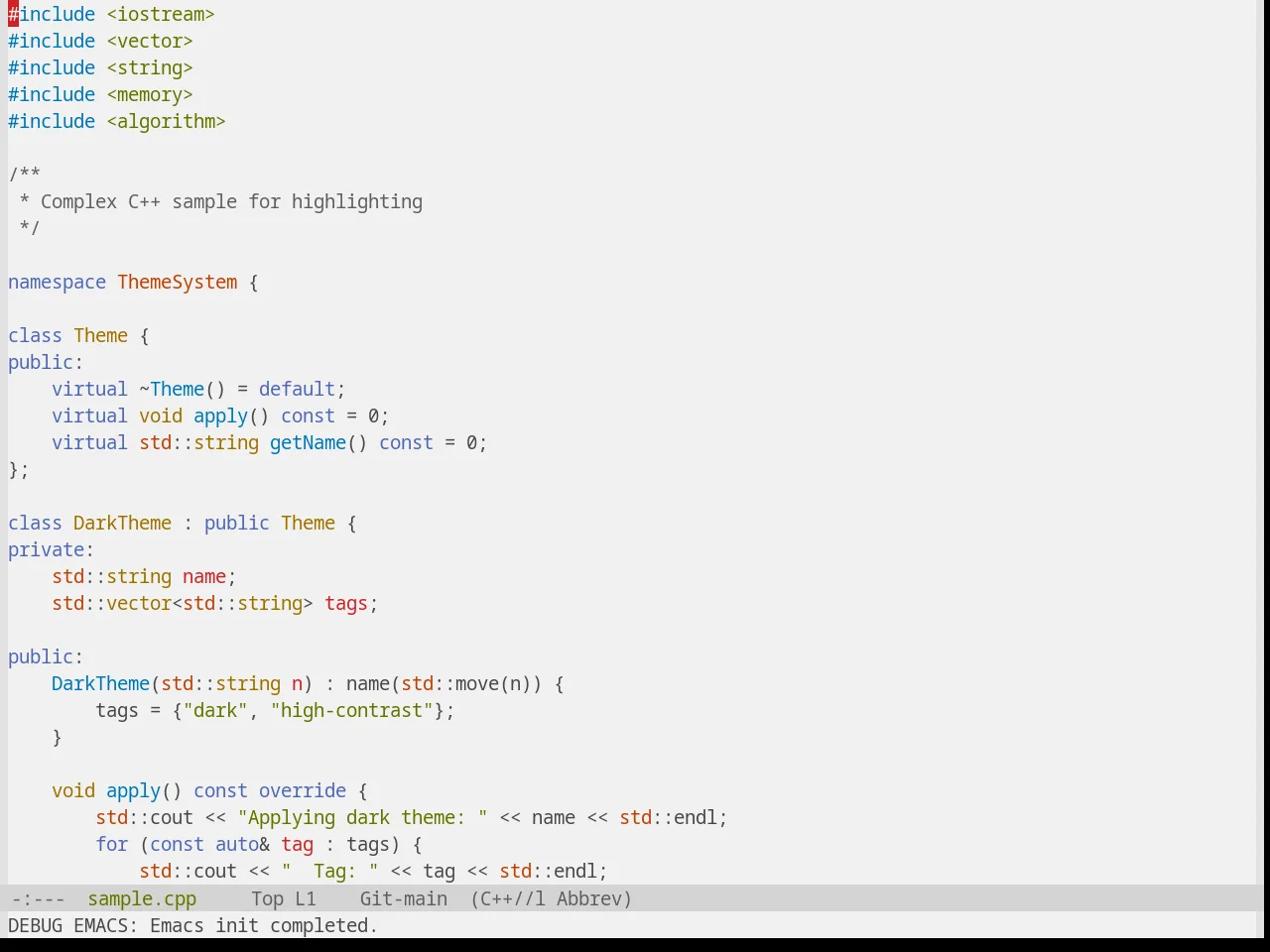 Base16 Equilibrium Gray Light Theme in c++-mode