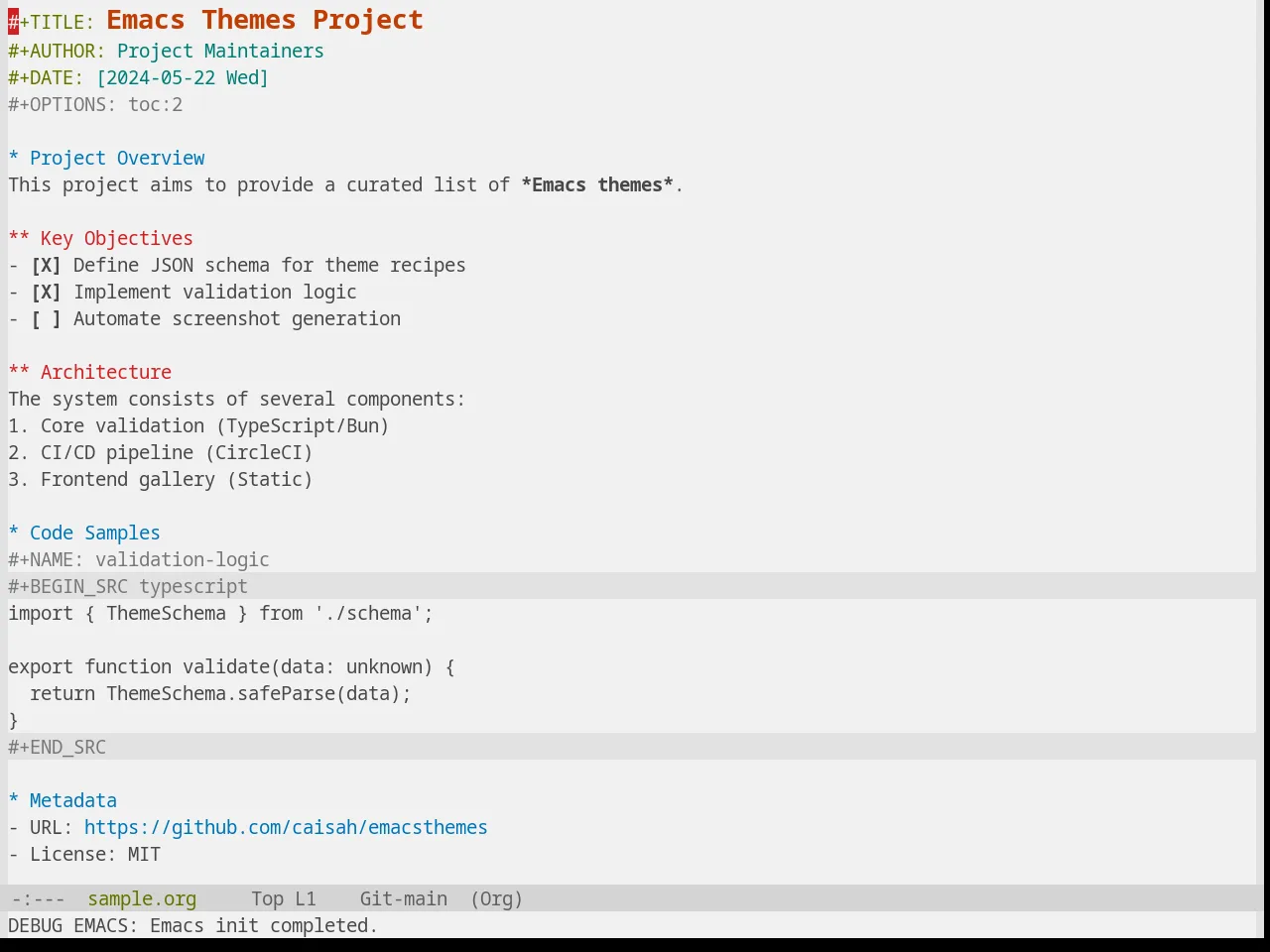 Base16 Equilibrium Gray Light Theme in org-mode