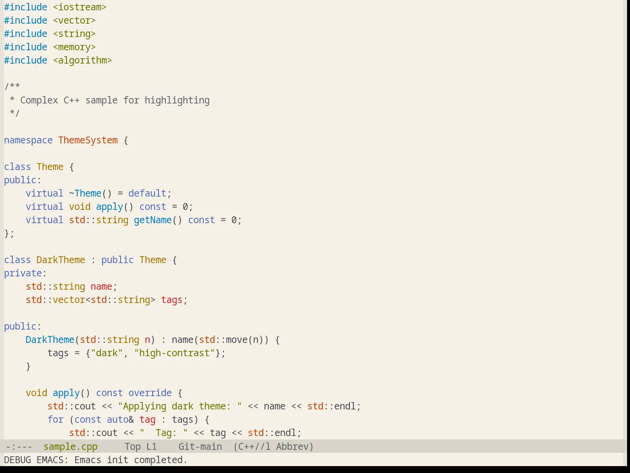 Base16 Equilibrium Light Theme in c++-mode