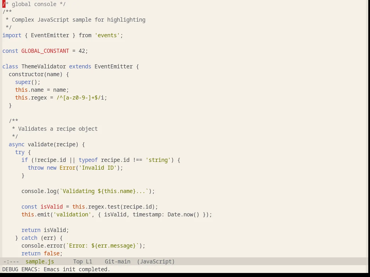 Base16 Equilibrium Light Theme in javascript-mode
