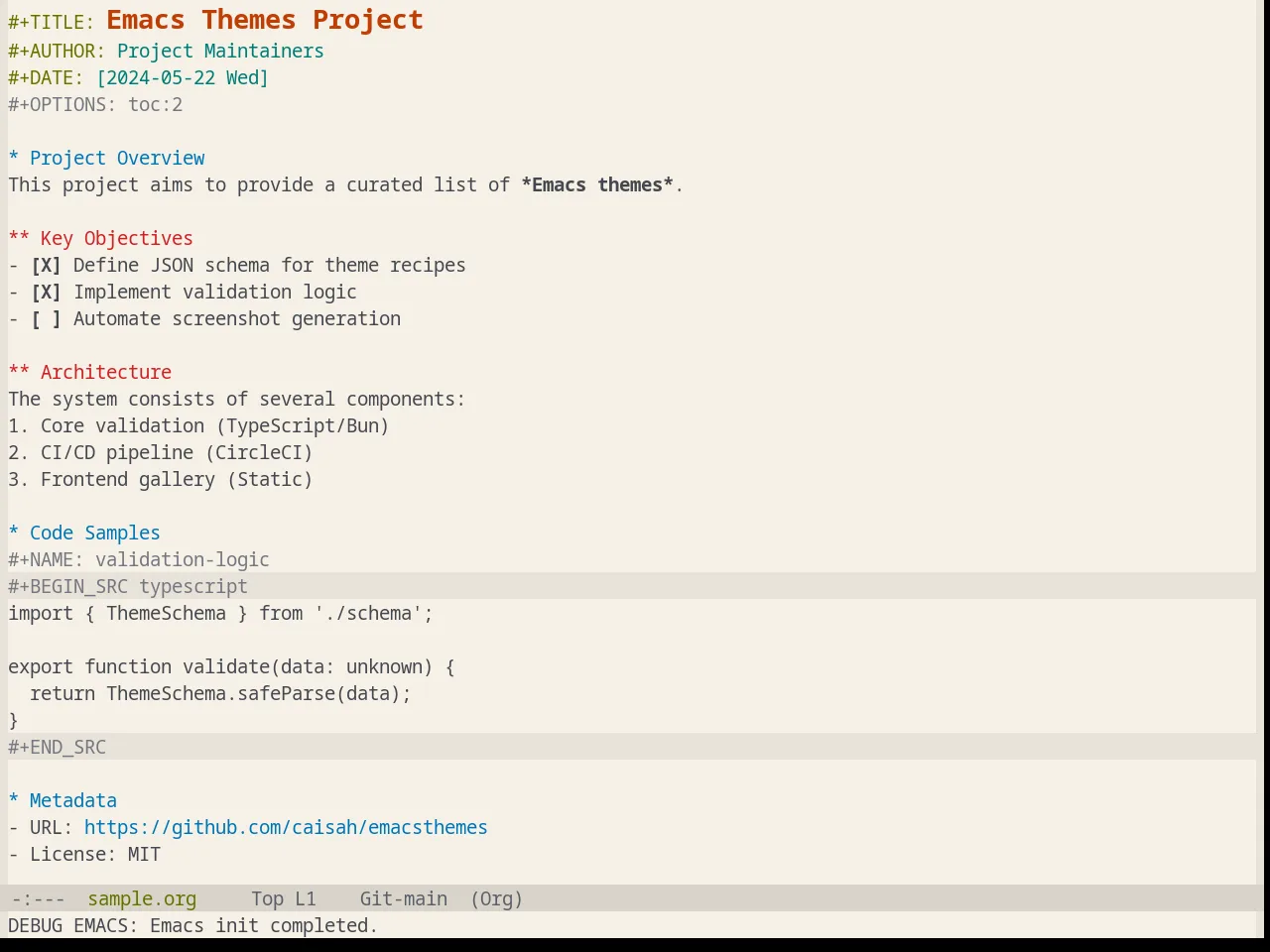 Base16 Equilibrium Light Theme in org-mode