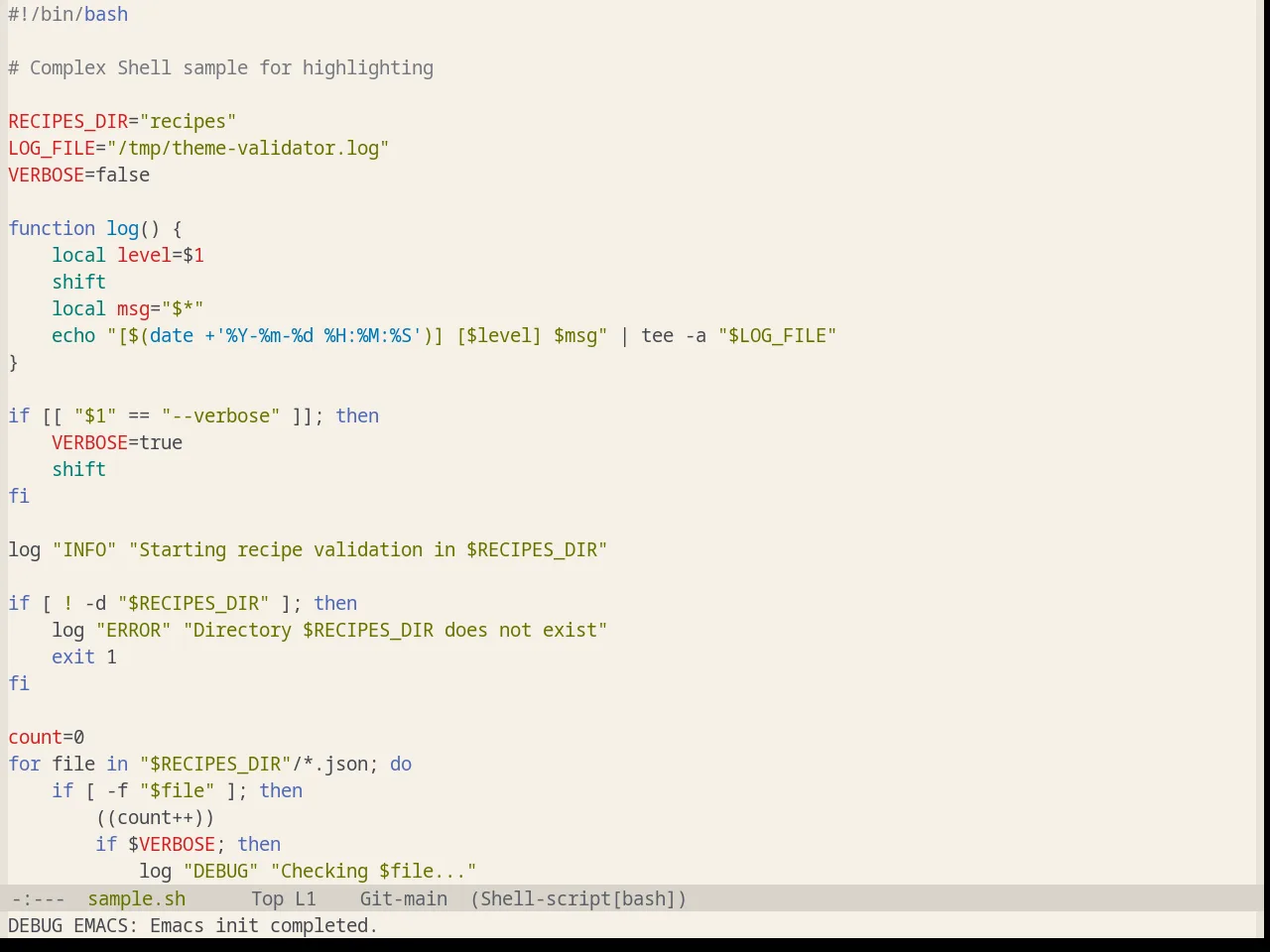 Base16 Equilibrium Light Theme in sh-mode