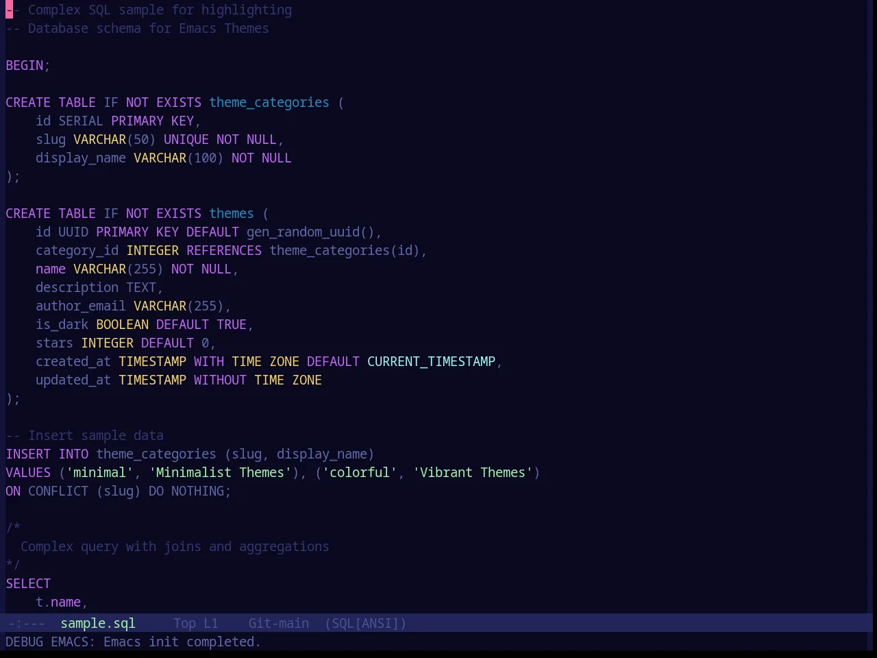 Base16 Eris Theme in sql-mode