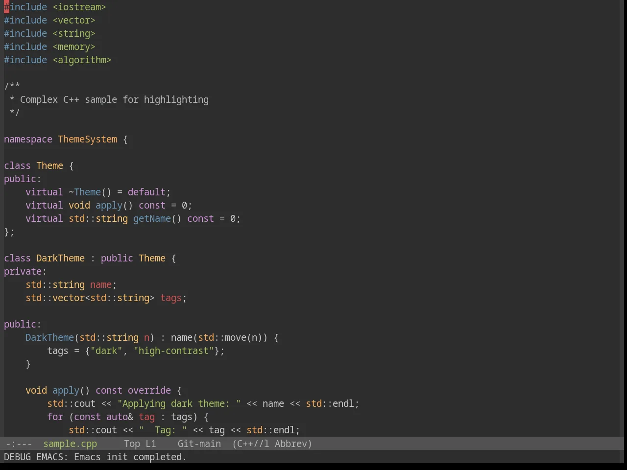 Base16 Espresso Theme in c++-mode