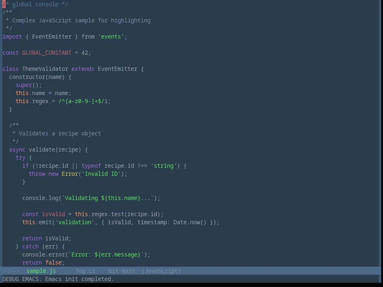 Base16 Eva Dim Theme in javascript-mode