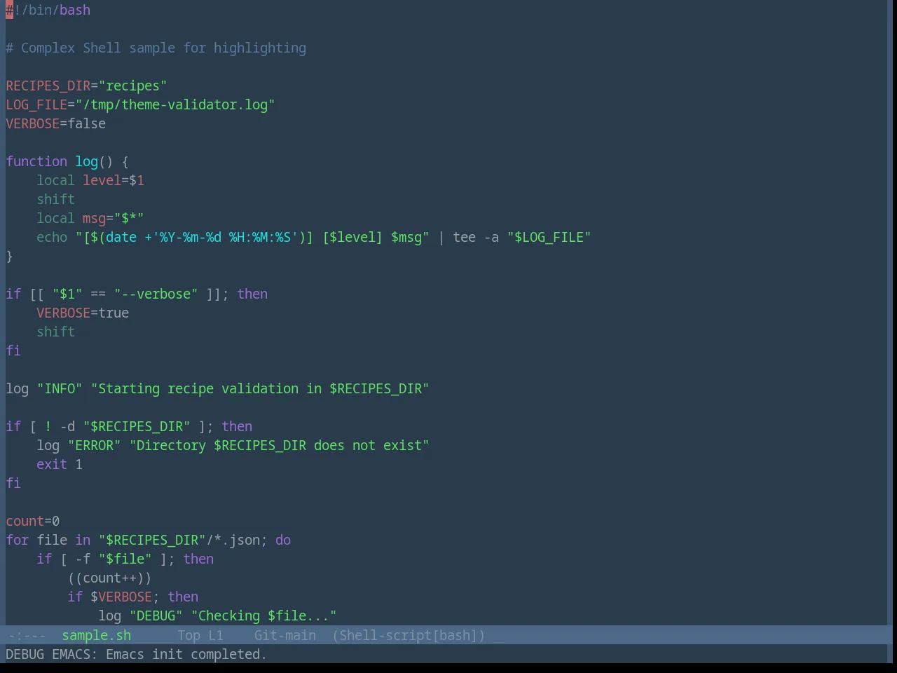 Base16 Eva Dim Theme in sh-mode
