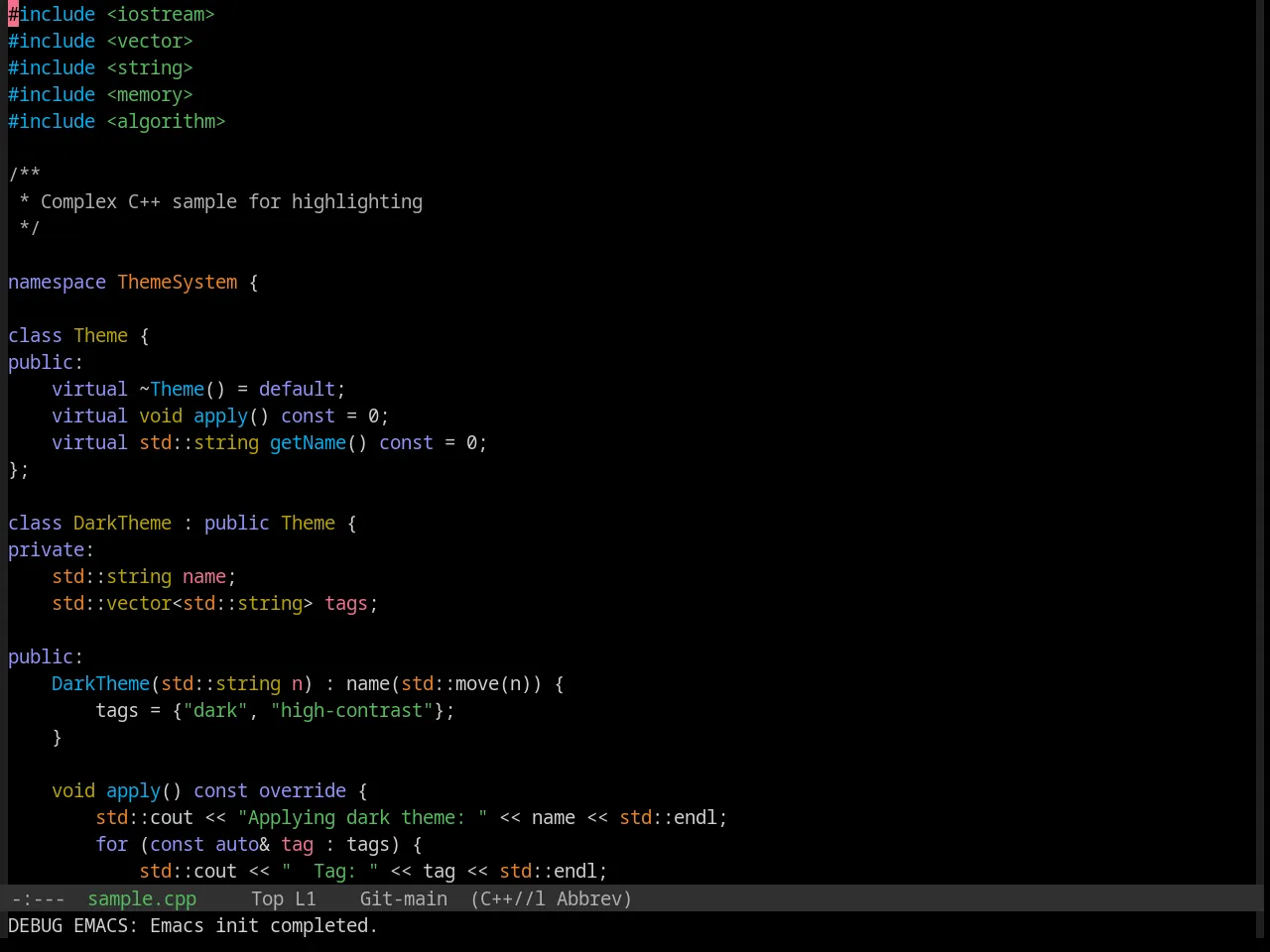 Base16 Evenok Dark Theme in c++-mode