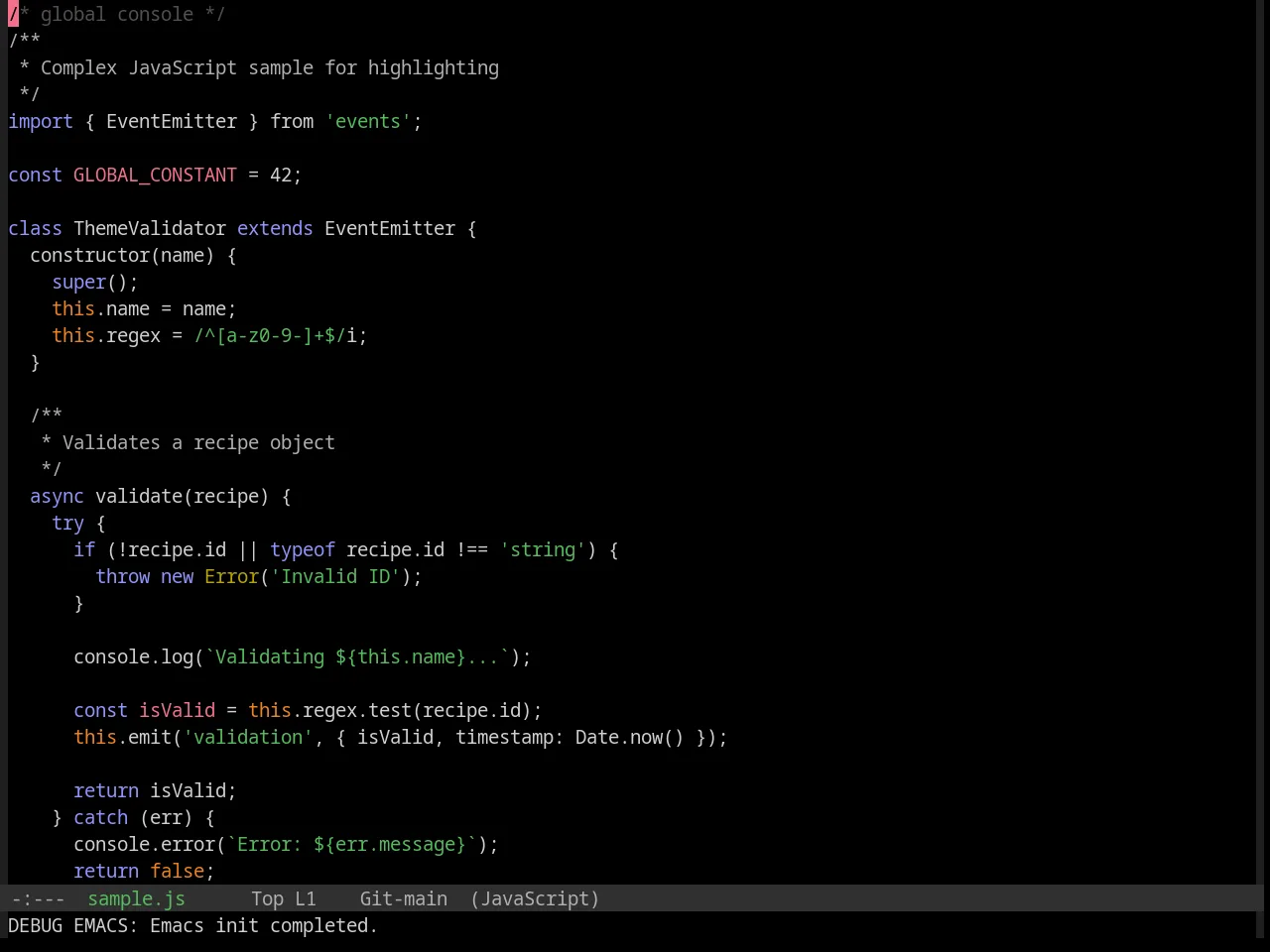 Base16 Evenok Dark Theme in javascript-mode