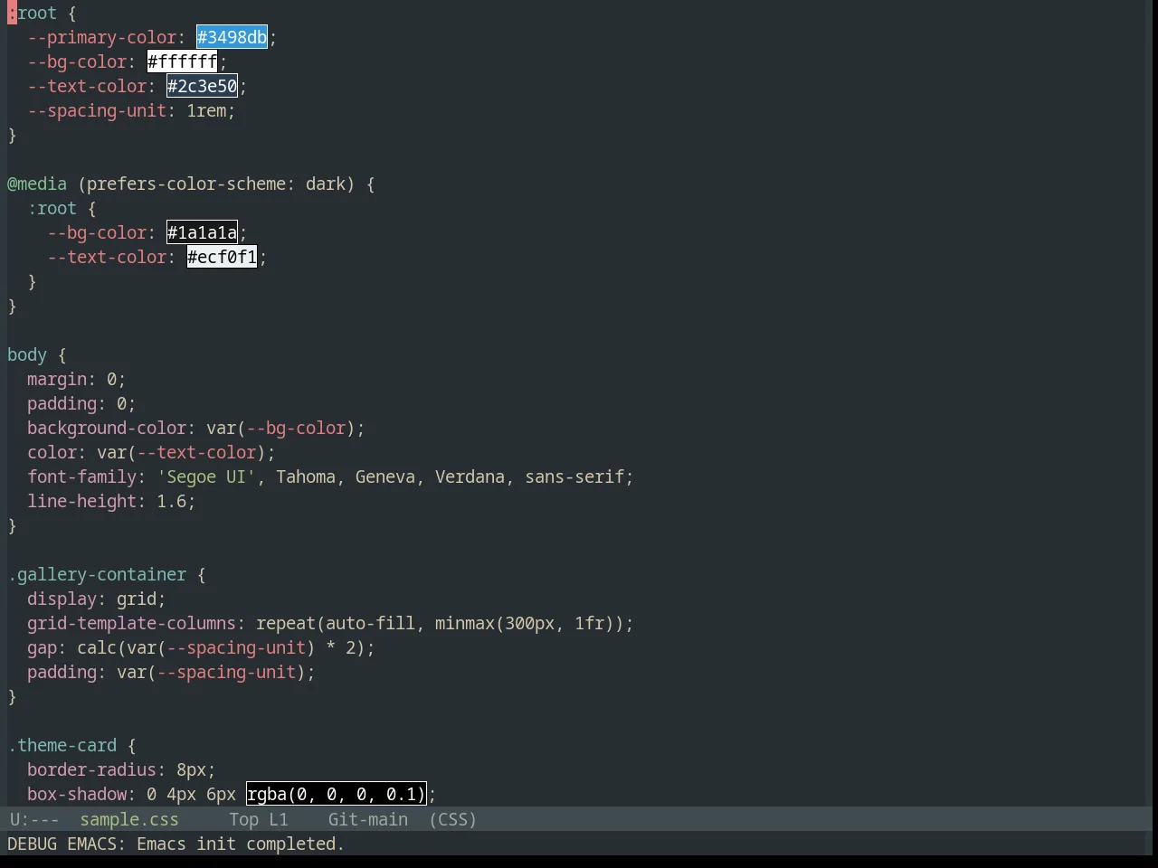 Base16 Everforest Dark Hard Theme in css-mode