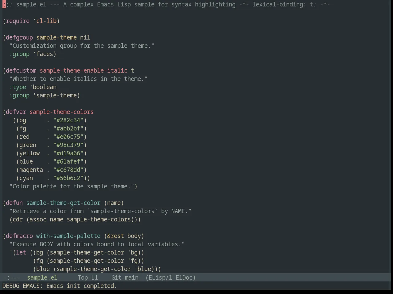Base16 Everforest Dark Hard Theme in emacs-lisp-mode