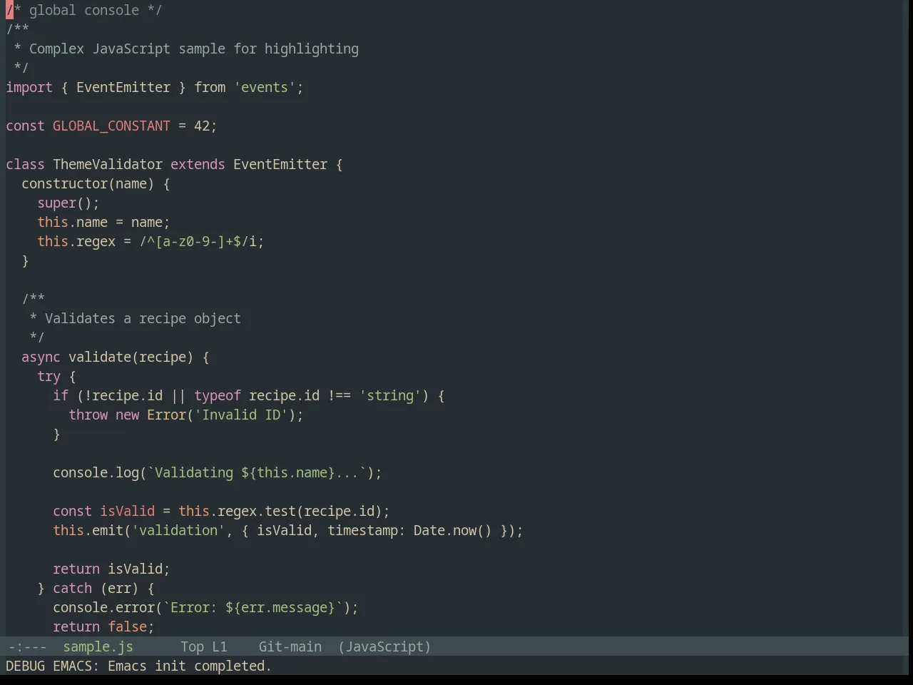 Base16 Everforest Dark Hard Theme in javascript-mode