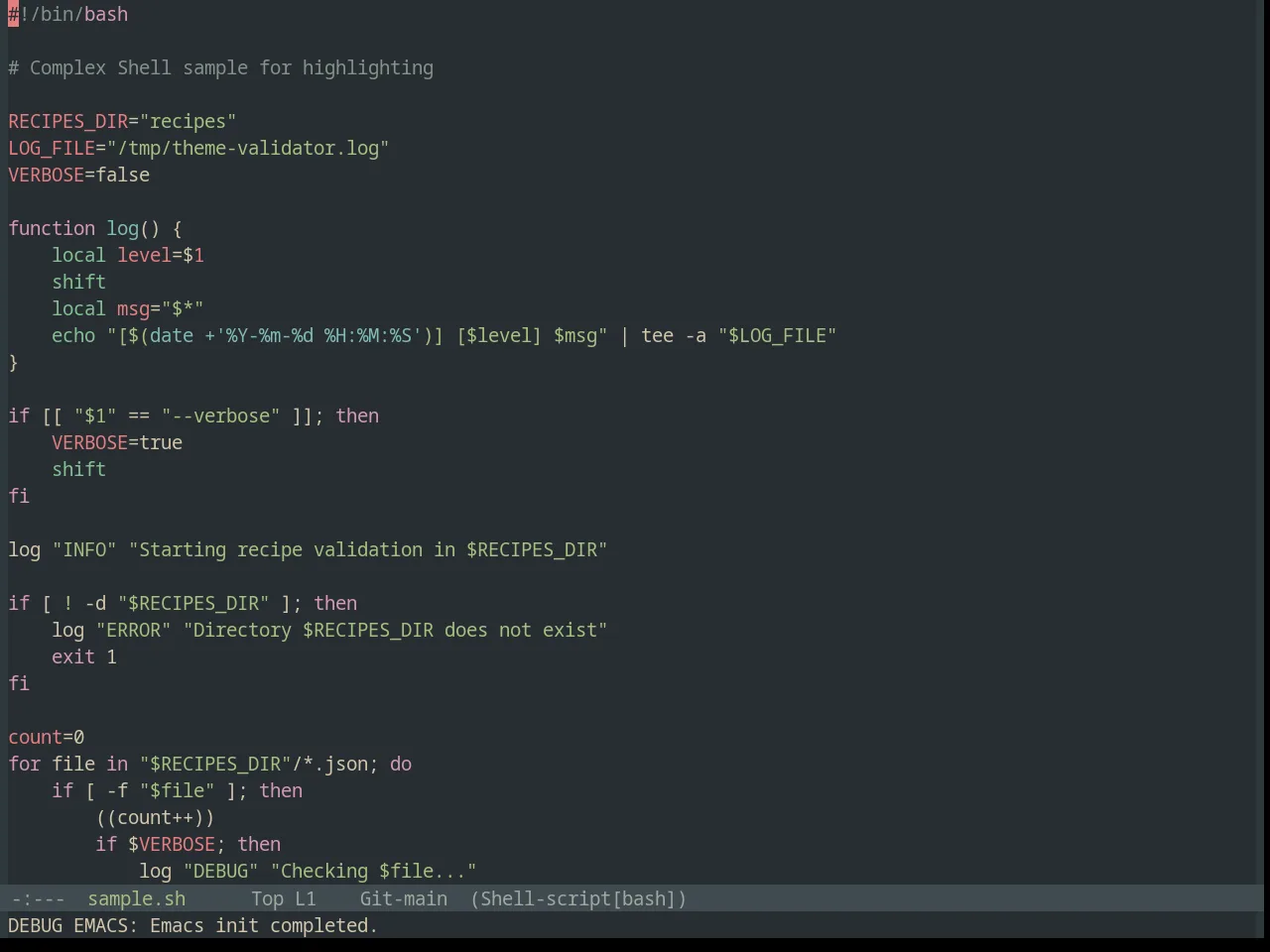 Base16 Everforest Dark Hard Theme in sh-mode