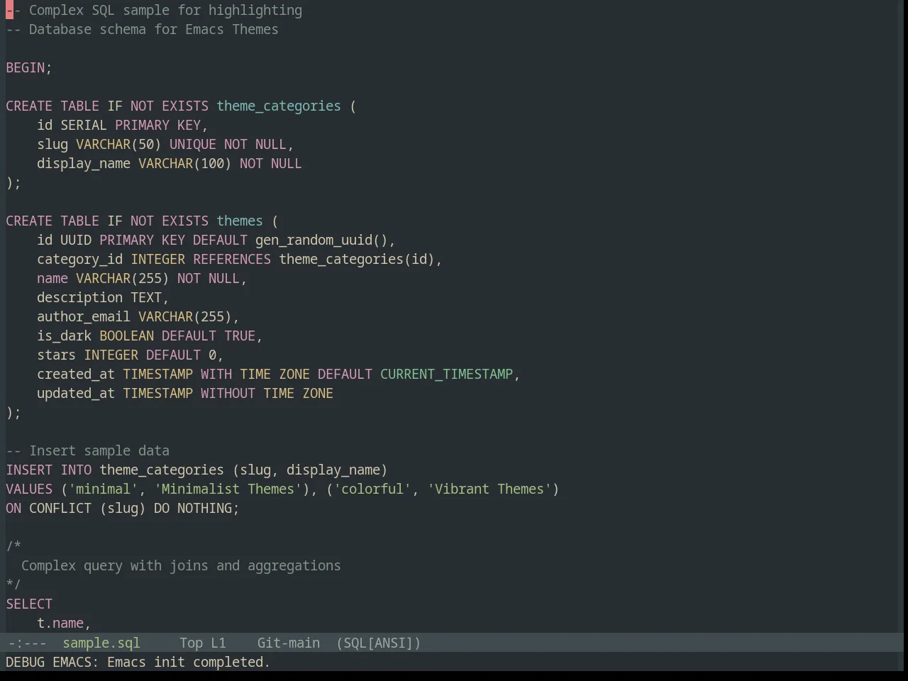 Base16 Everforest Dark Hard Theme in sql-mode
