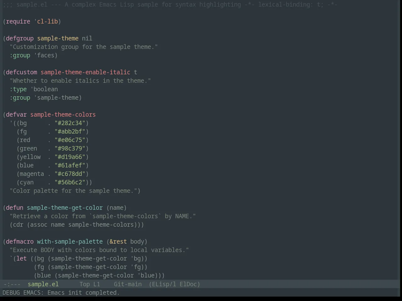 Base16 Everforest Dark Medium Theme in emacs-lisp-mode