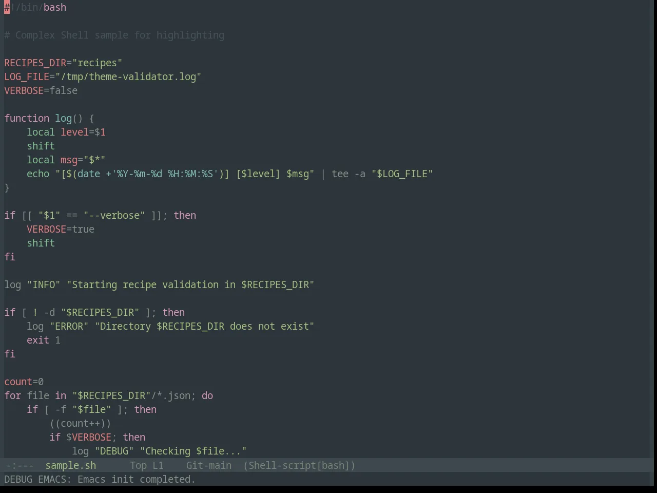 Base16 Everforest Dark Medium Theme in sh-mode