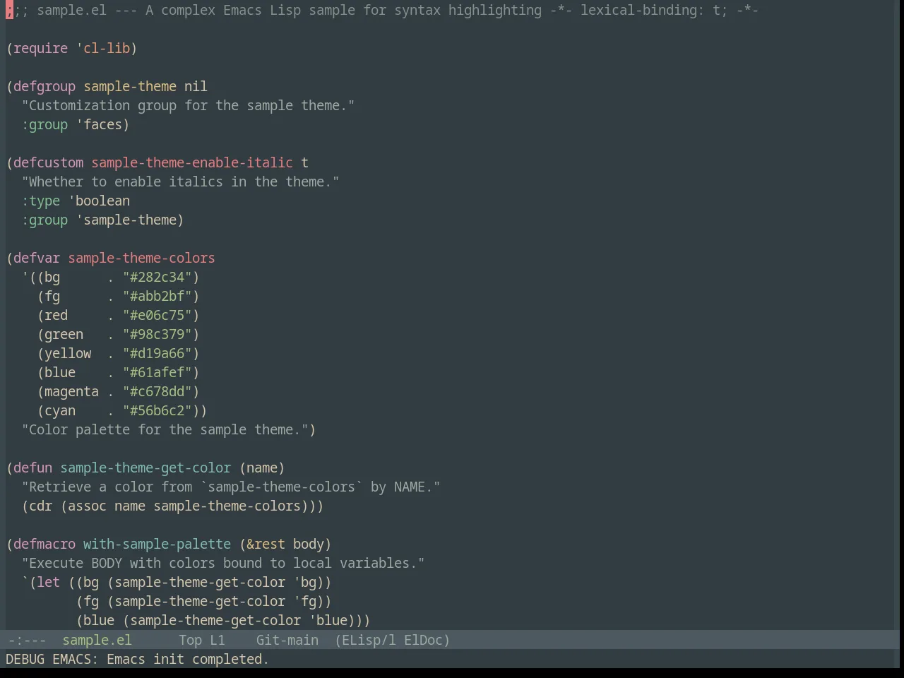Base16 Everforest Dark Soft Theme in emacs-lisp-mode