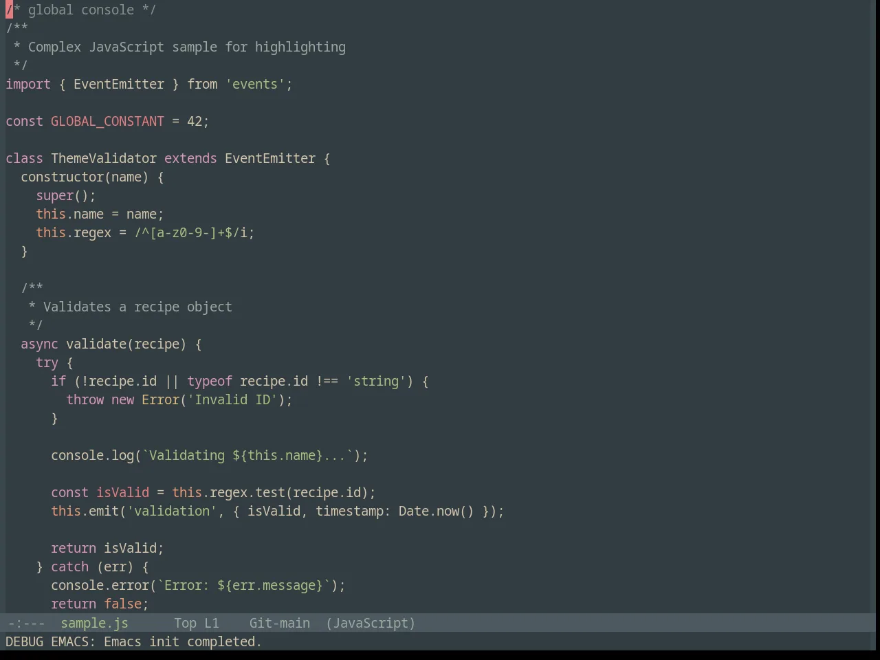 Base16 Everforest Dark Soft Theme in javascript-mode