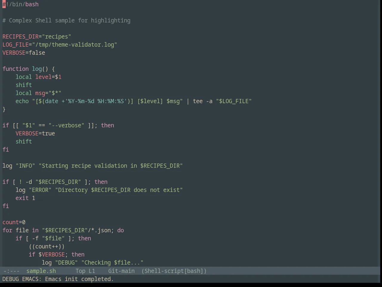 Base16 Everforest Dark Soft Theme in sh-mode