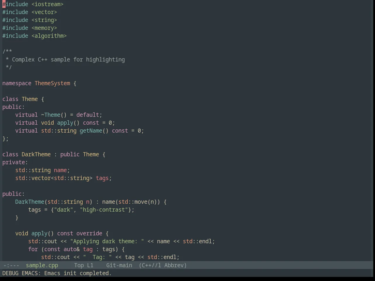 Base16 Everforest Theme in c++-mode