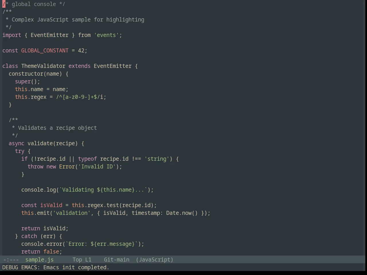 Base16 Everforest Theme in javascript-mode