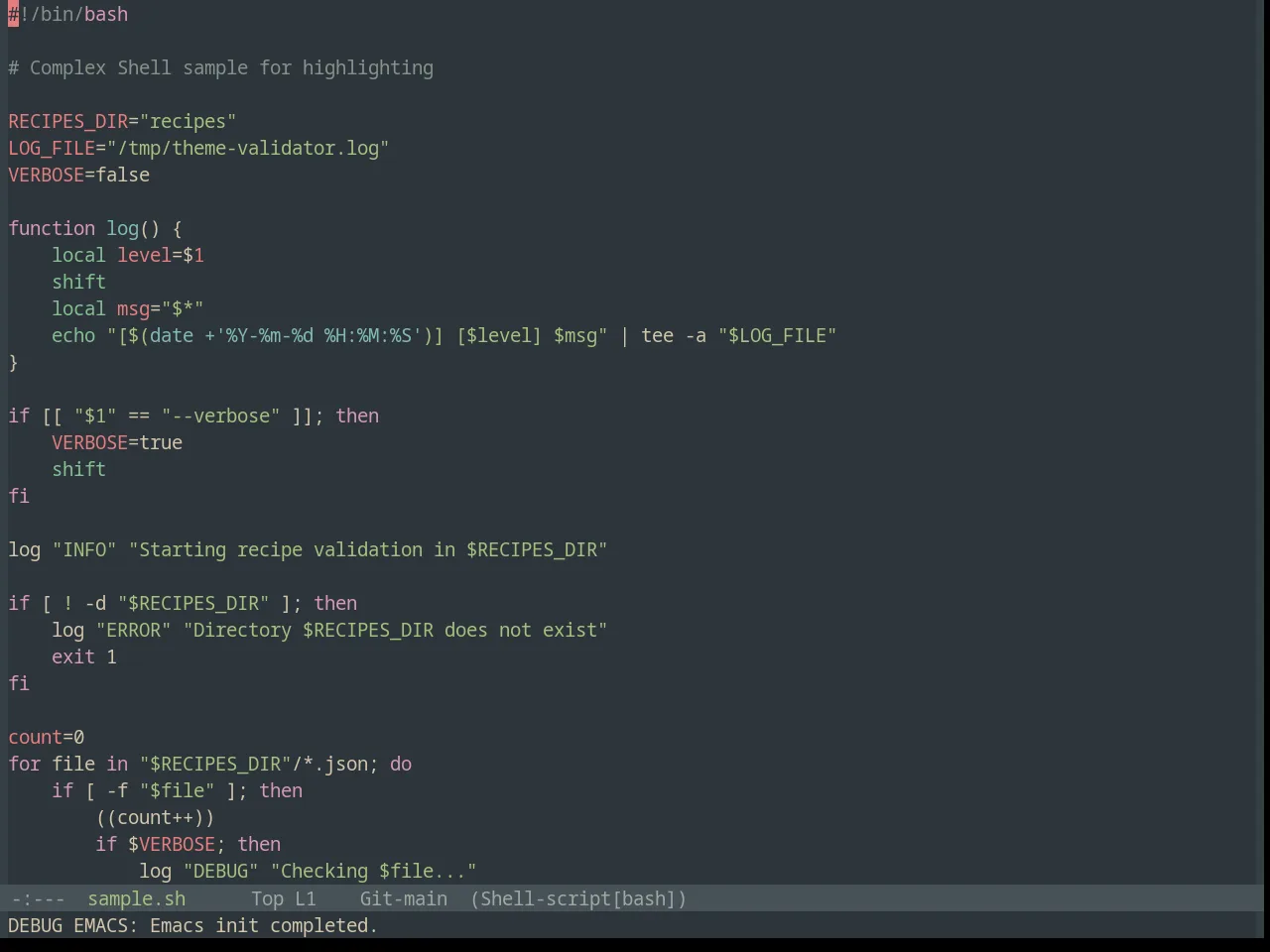 Base16 Everforest Theme in sh-mode