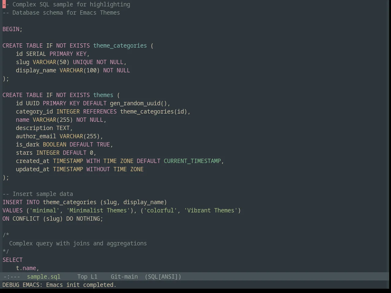 Base16 Everforest Theme in sql-mode