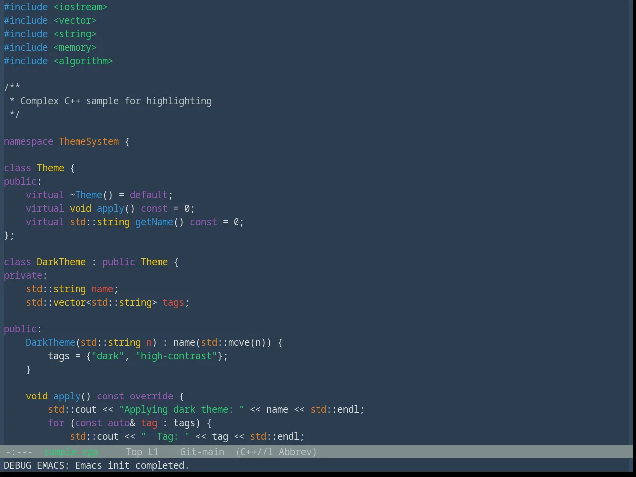Base16 Flat Theme in c++-mode